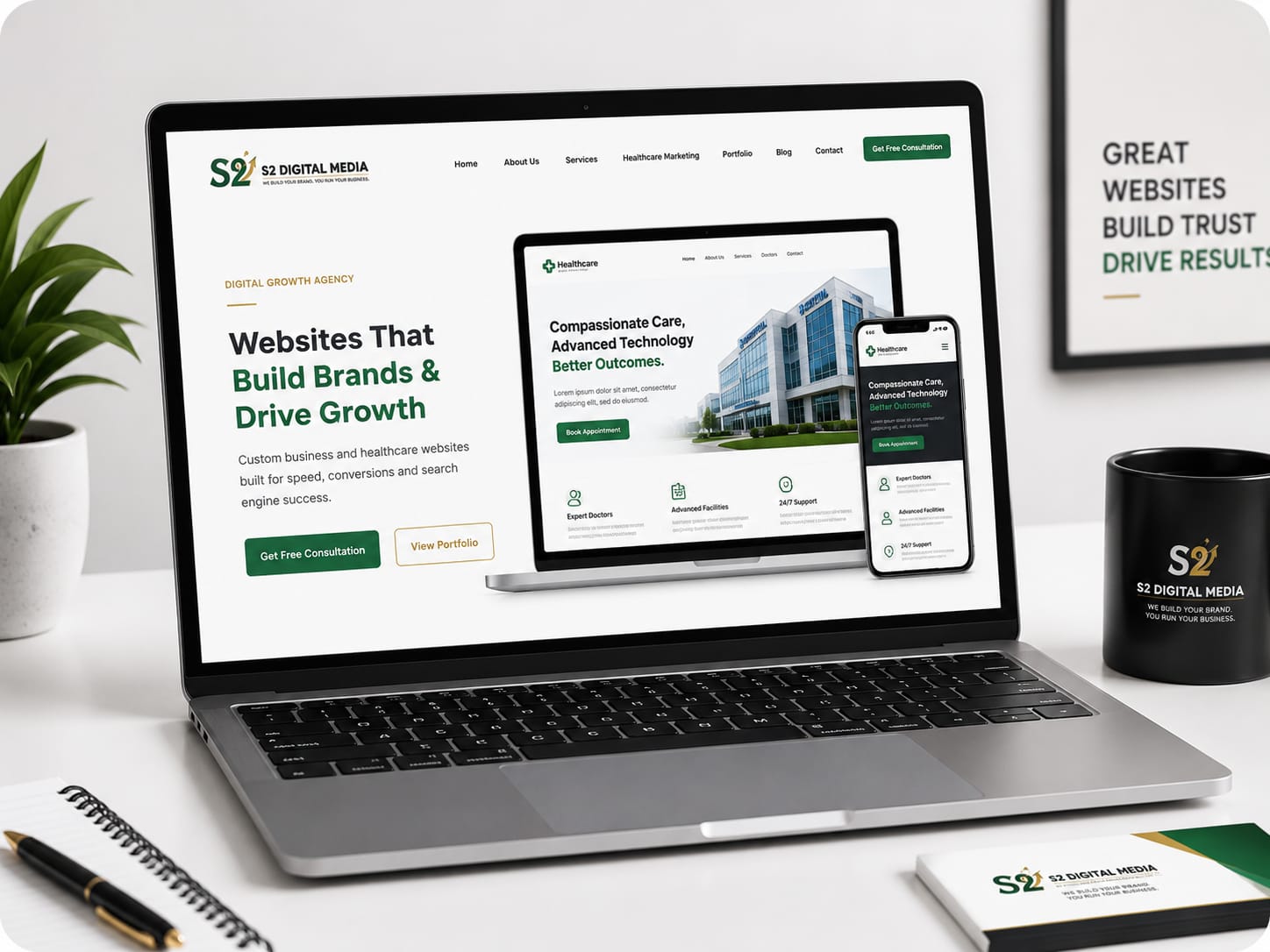 Website Development on Laptop and Desktop